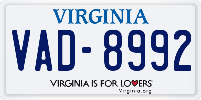 VA license plate VAD8992