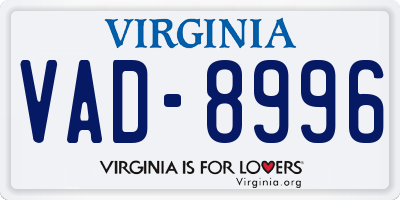 VA license plate VAD8996