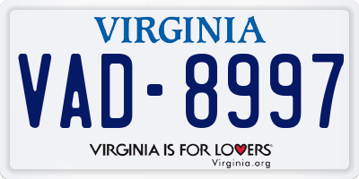 VA license plate VAD8997