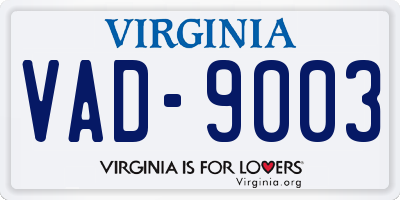 VA license plate VAD9003