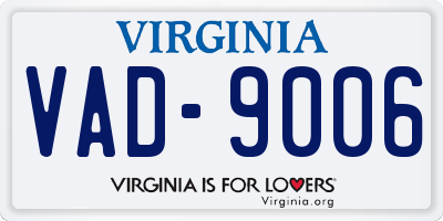 VA license plate VAD9006