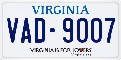 VA license plate VAD9007