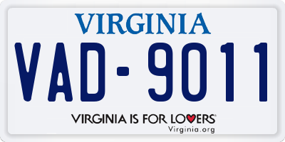 VA license plate VAD9011