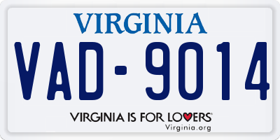 VA license plate VAD9014