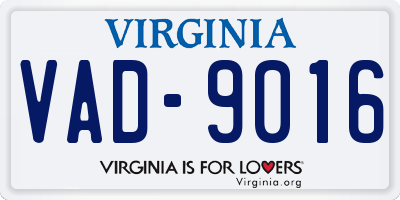 VA license plate VAD9016