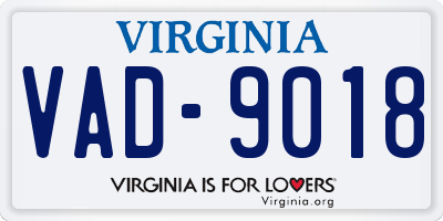 VA license plate VAD9018