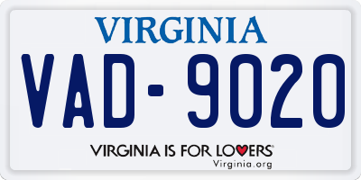 VA license plate VAD9020
