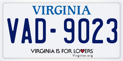VA license plate VAD9023