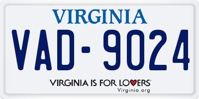 VA license plate VAD9024