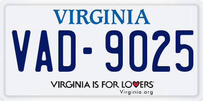 VA license plate VAD9025