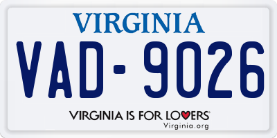 VA license plate VAD9026