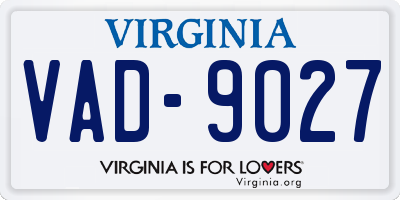 VA license plate VAD9027
