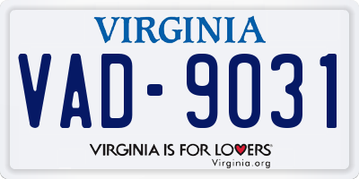 VA license plate VAD9031