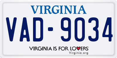 VA license plate VAD9034