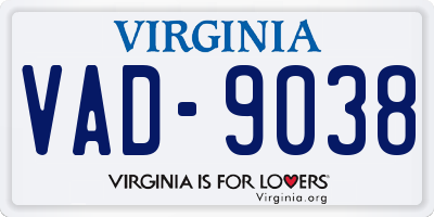 VA license plate VAD9038