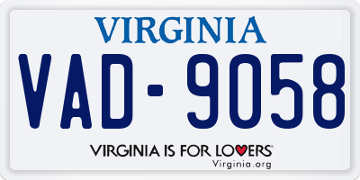 VA license plate VAD9058