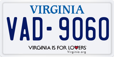 VA license plate VAD9060