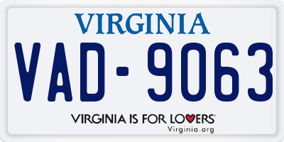 VA license plate VAD9063