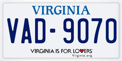 VA license plate VAD9070