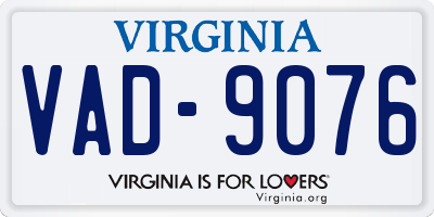 VA license plate VAD9076