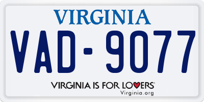 VA license plate VAD9077