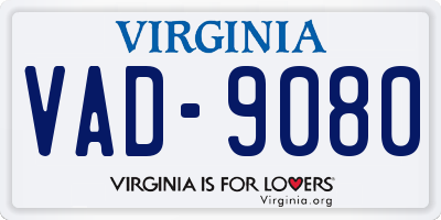 VA license plate VAD9080