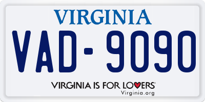 VA license plate VAD9090