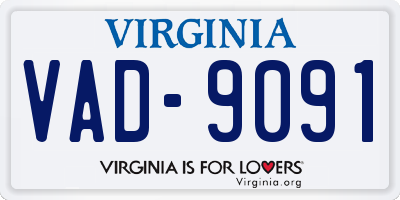 VA license plate VAD9091
