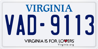 VA license plate VAD9113