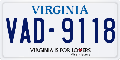 VA license plate VAD9118