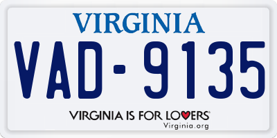 VA license plate VAD9135