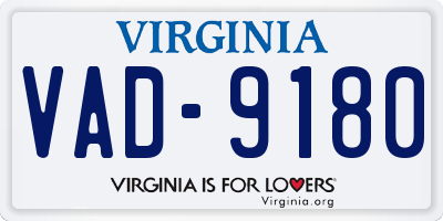 VA license plate VAD9180