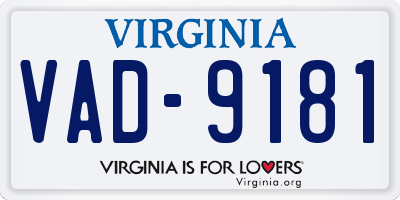VA license plate VAD9181