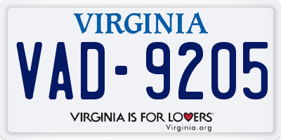 VA license plate VAD9205