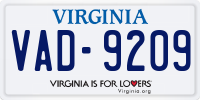 VA license plate VAD9209