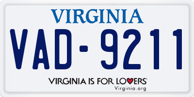 VA license plate VAD9211