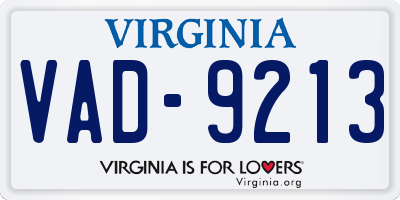 VA license plate VAD9213