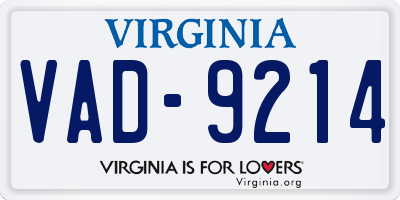 VA license plate VAD9214