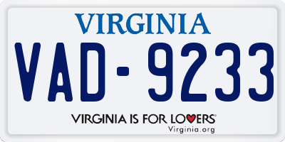 VA license plate VAD9233