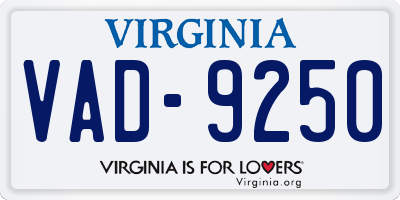 VA license plate VAD9250