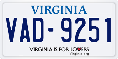 VA license plate VAD9251