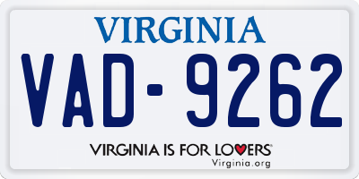 VA license plate VAD9262