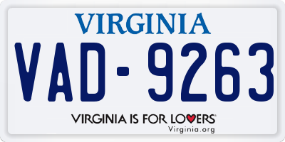 VA license plate VAD9263