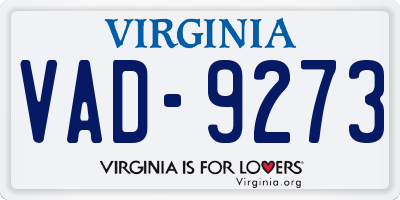 VA license plate VAD9273