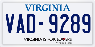 VA license plate VAD9289