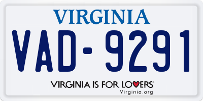 VA license plate VAD9291