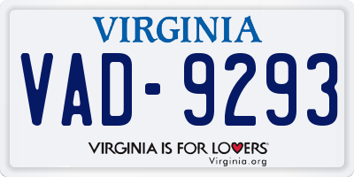 VA license plate VAD9293