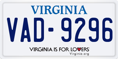 VA license plate VAD9296