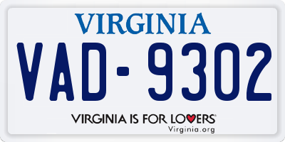VA license plate VAD9302