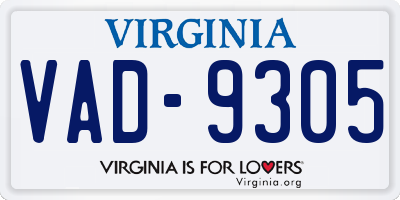 VA license plate VAD9305